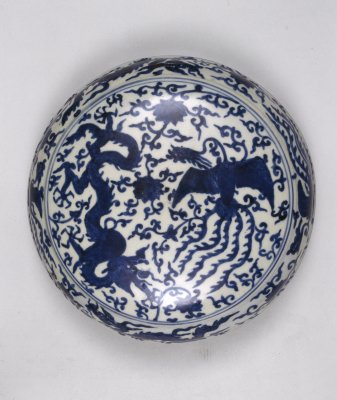 图片[2]-Blue and white dragon and phoenix box-China Archive